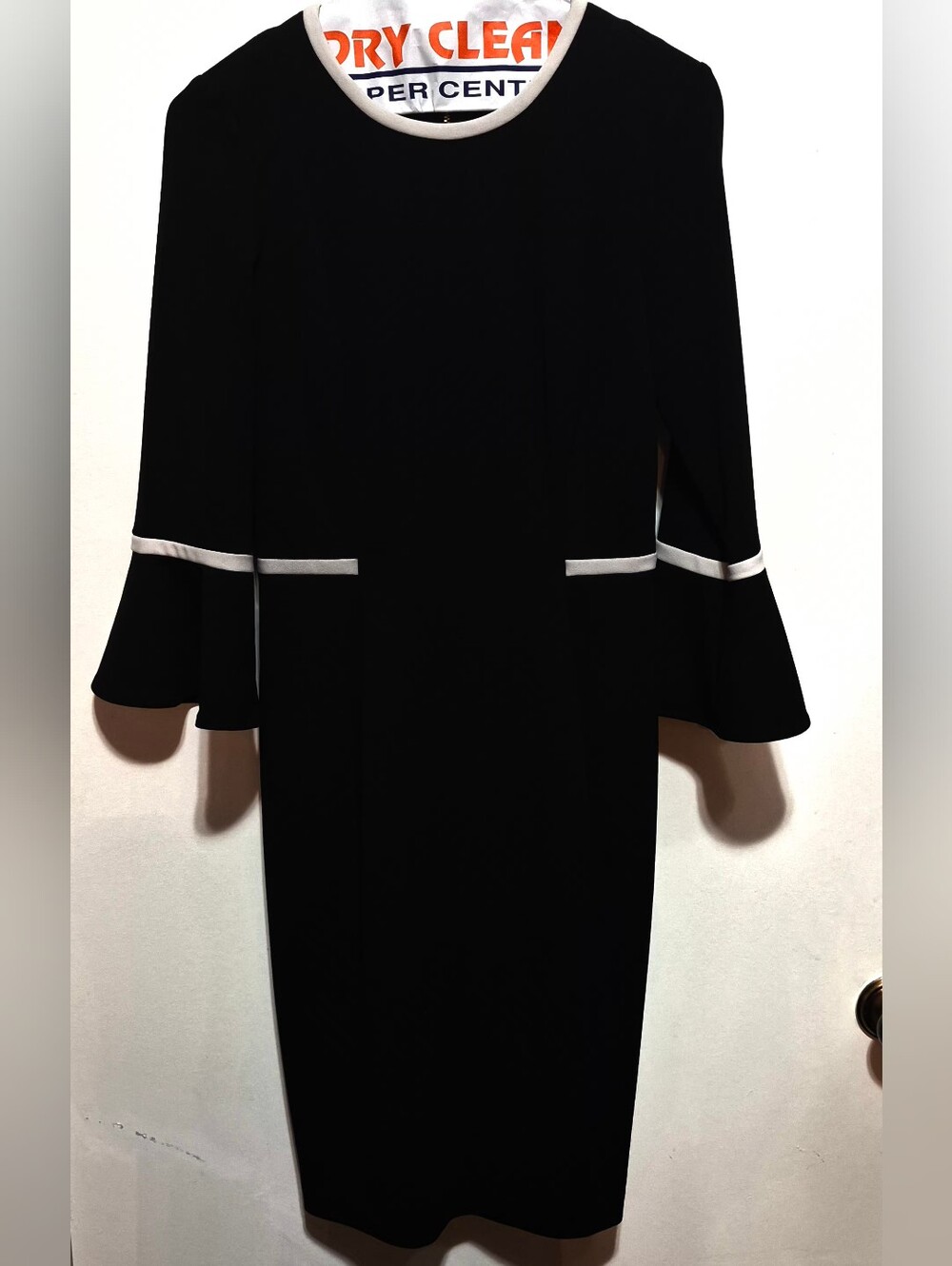 Calvin Klein Black Sheath Dress with White Trim.  NWOT